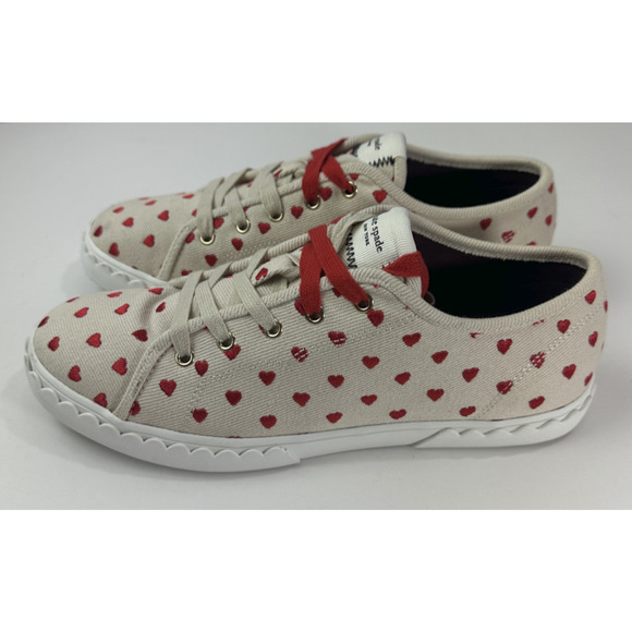 Kate Spade New York Vale Sneakers Red Heart Embroidered Canvas Shoes EUC Size 9 - Picture 11 of 15